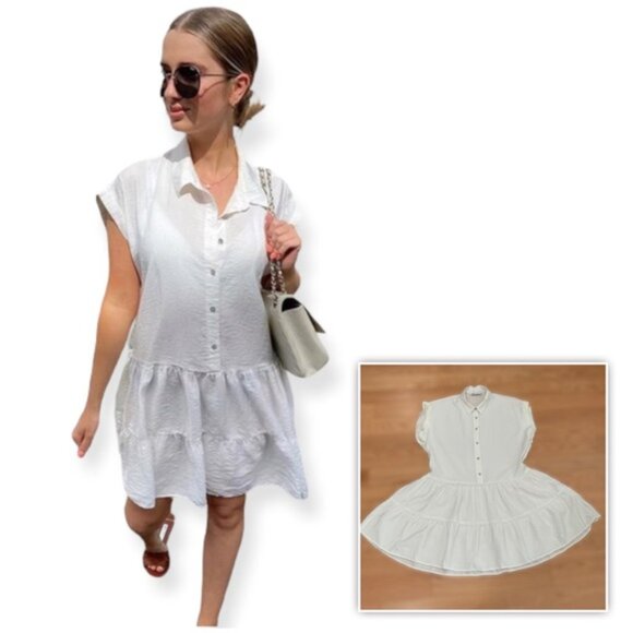 Zara extured iered hite cru ress - Picture 3 of 15